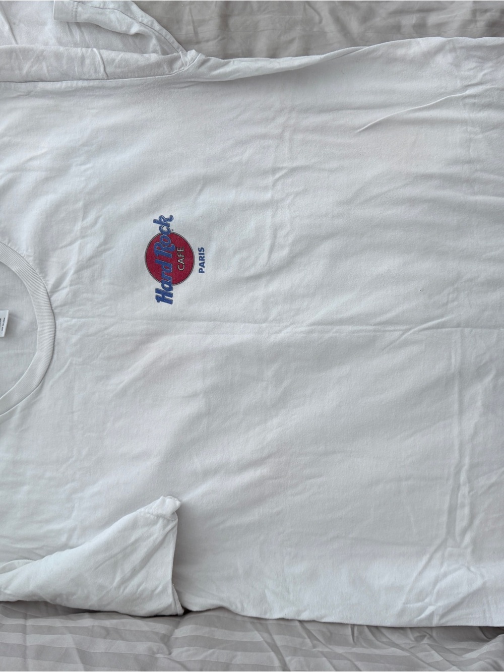 Hard Rock Cafe White Tee with Red & Blue Paris Logo